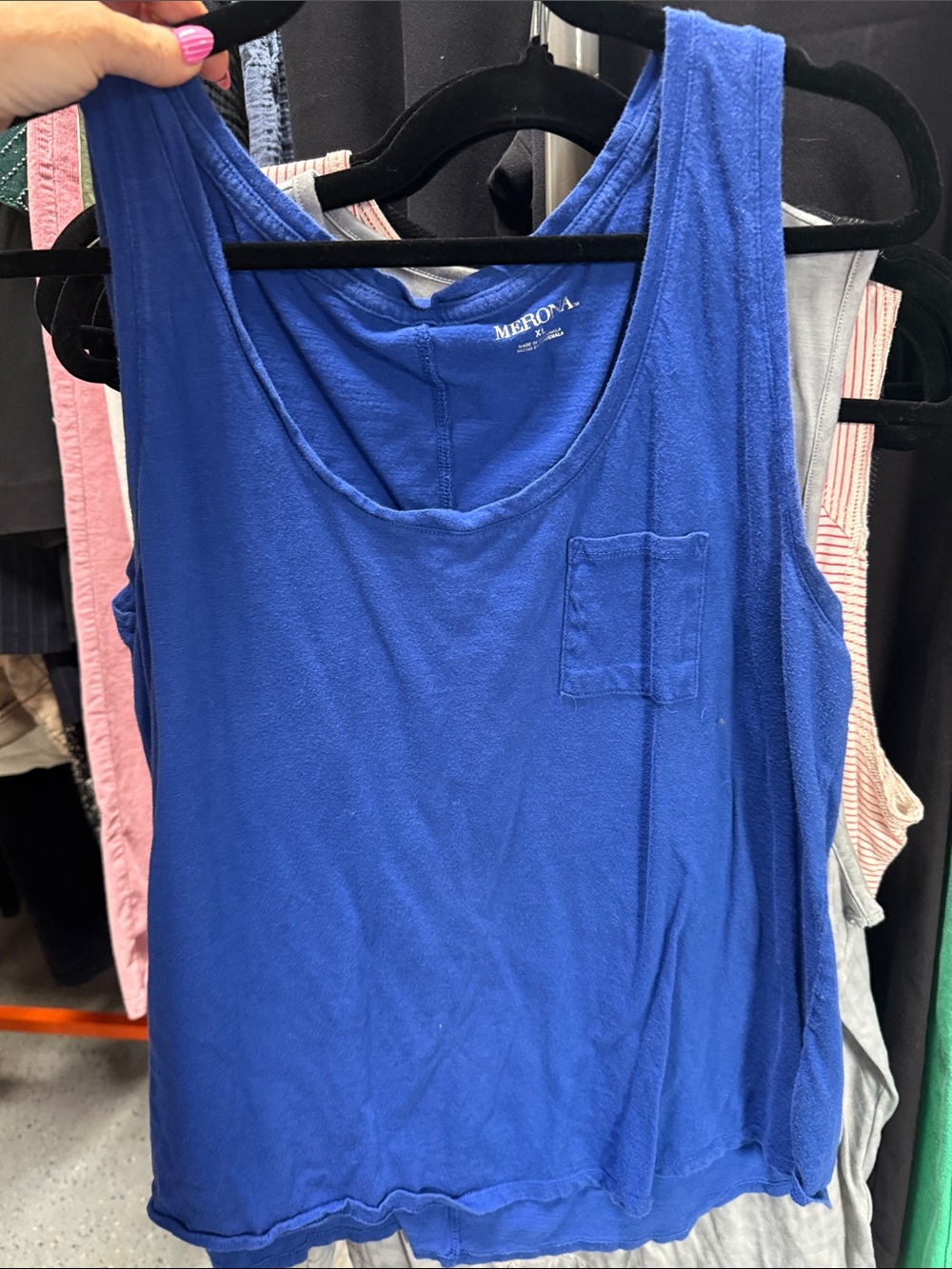 Merona Royal Blue Scoop Neck Tank with Chest Pocket